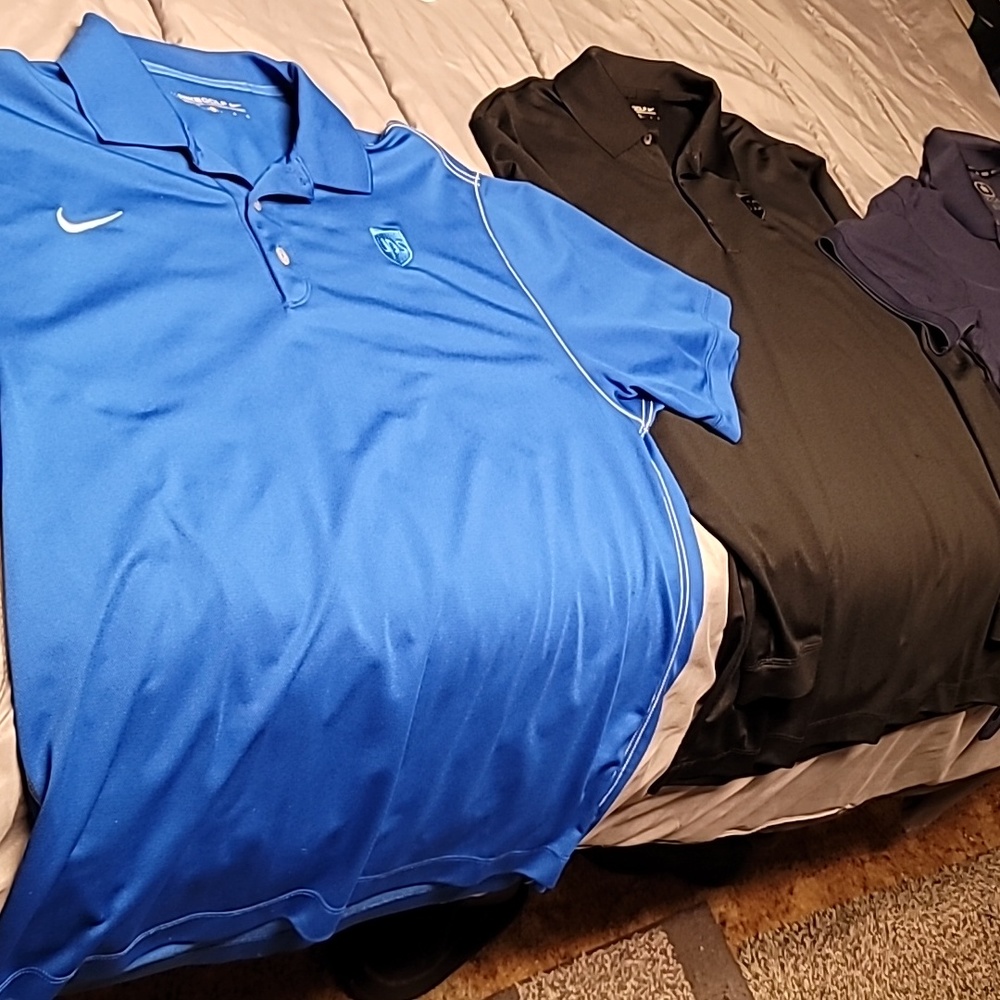 2 NIKE 1 OGIO POLO LARGE BLUE BLACK AND NAVY